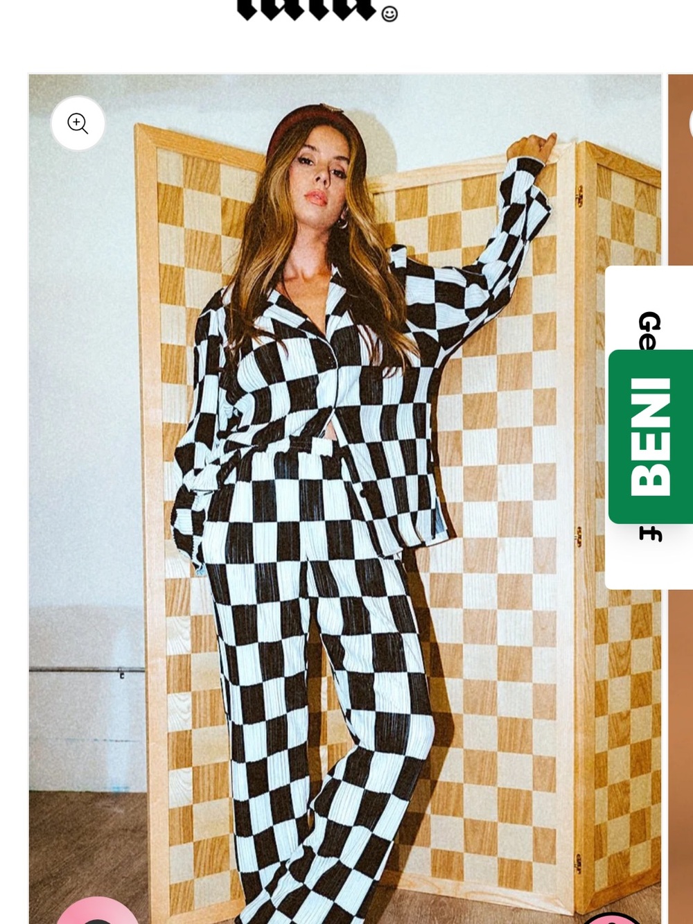 Dressed in LALA Black and White Checkerboard Plisse Set